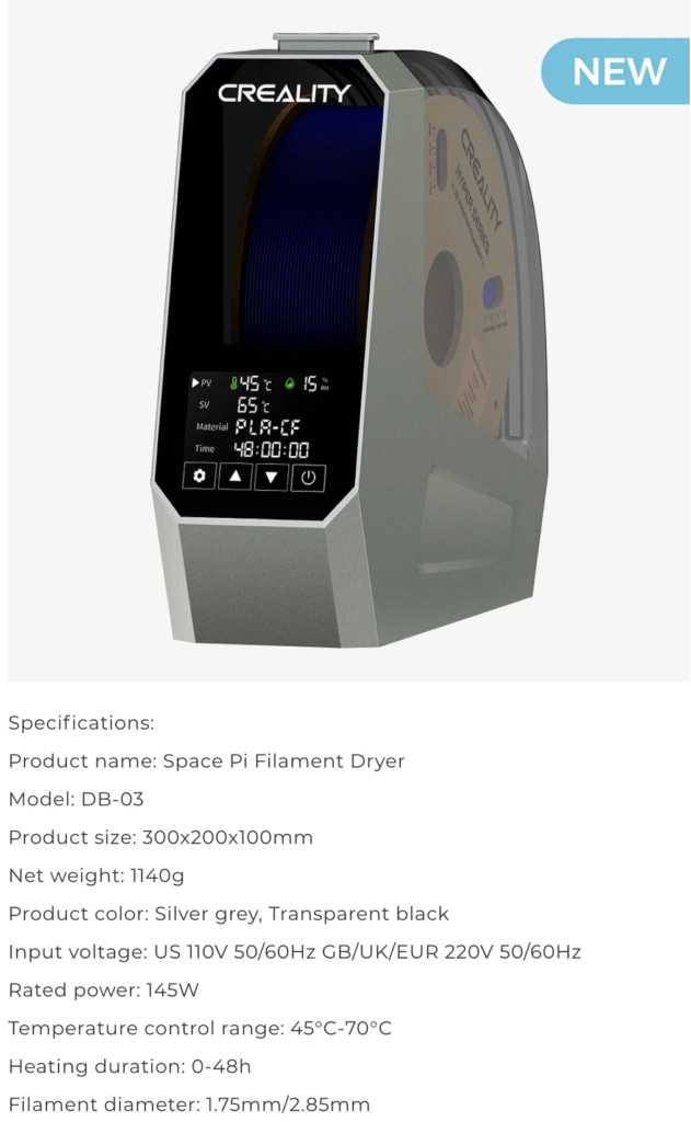 Presenting The Creality Space Pi Filament Dryer