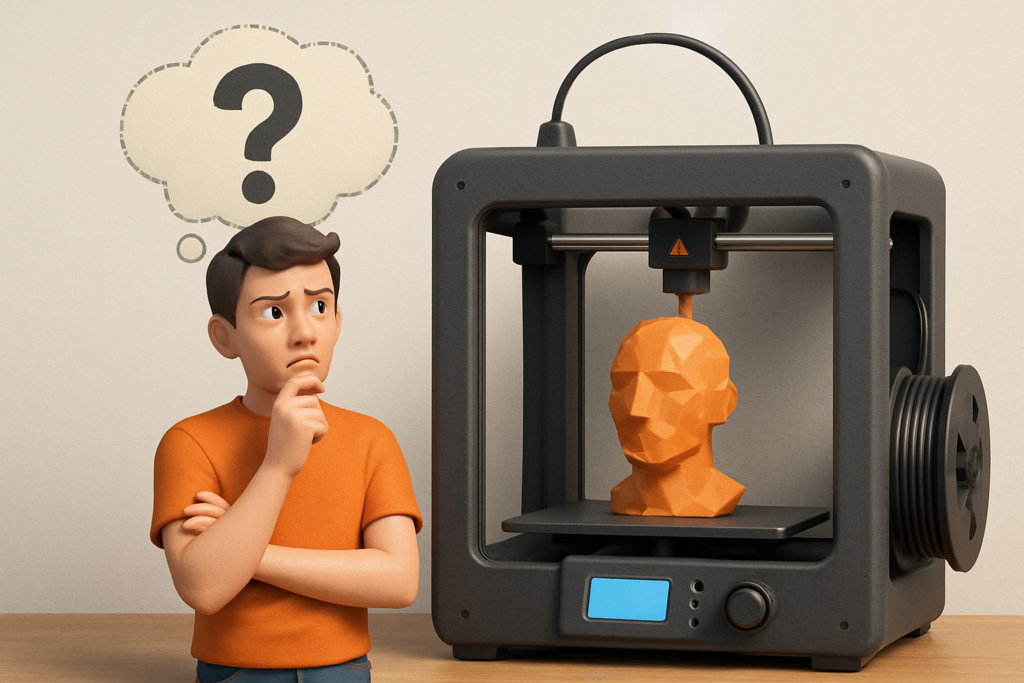 Maker comparing practical budget 3D printer upgrades at a workshop bench