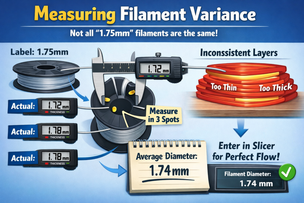 Not all filament is created equal. Even premium brands can have slight variances in diameter. A spool labeled  alt=